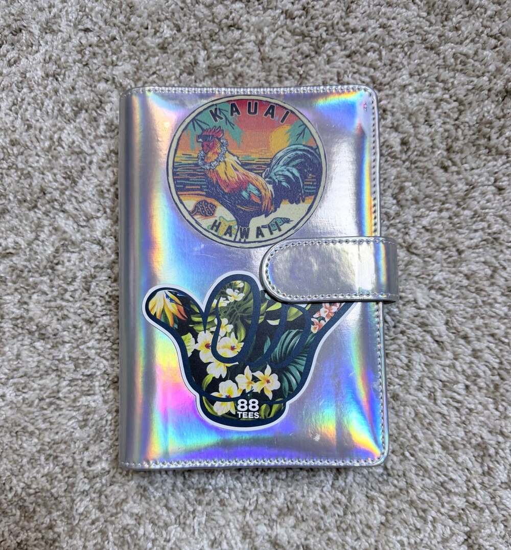 Holographic PU Leather Budget Binder Cash Organizer with Stickers